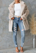 Load image into Gallery viewer, Fang Faux Fur Long Line Coat Beige
