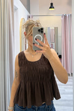 Load image into Gallery viewer, Chiara Shirred Cotton Top Chocolate
