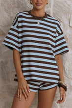 Load image into Gallery viewer, By Frankie | Waffle Tee &amp; Shorts Set Choc Blue
