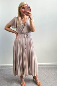 Lexus Maxi Dress Pleated Country Beige