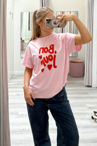 Bonjour Cotton Tee Pink