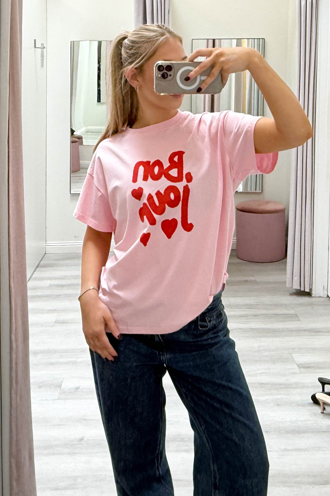 Bonjour Cotton Tee Pink