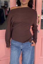 Load image into Gallery viewer, Chad Asymmetric Hem Knit Top Chocolate
