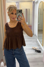 Load image into Gallery viewer, Chiara Shirred Cotton Top Chocolate
