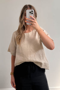 Harlow Linen Top - Natural