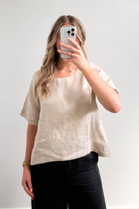 Harlow Linen Top - Natural