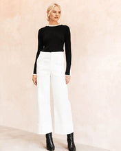 Load image into Gallery viewer, Elliot Contrast Knit Top Black White
