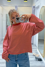 Load image into Gallery viewer, Lauren Striped Long Sleeve Tee Beige Red
