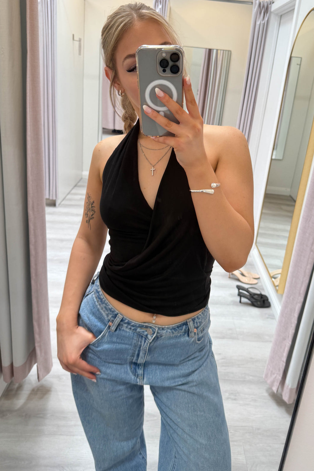 Leni Halter Neck Top Black
