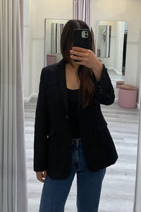 Harrison Cotton Blazer Black