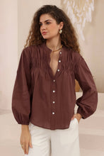 Load image into Gallery viewer, Riva Long Sleeve Cotton Top Brown
