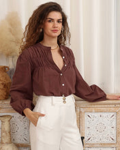 Load image into Gallery viewer, Riva Long Sleeve Cotton Top Brown
