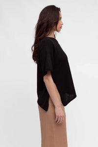 Camila Asymmetrical Knit Top Black