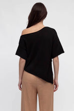 Load image into Gallery viewer, Camila Asymmetrical Knit Top Black
