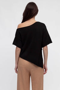 Camila Asymmetrical Knit Top Black