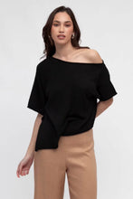 Load image into Gallery viewer, Camila Asymmetrical Knit Top Black
