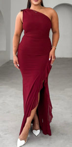 Julita One Shoulder Maxi Dress Wine