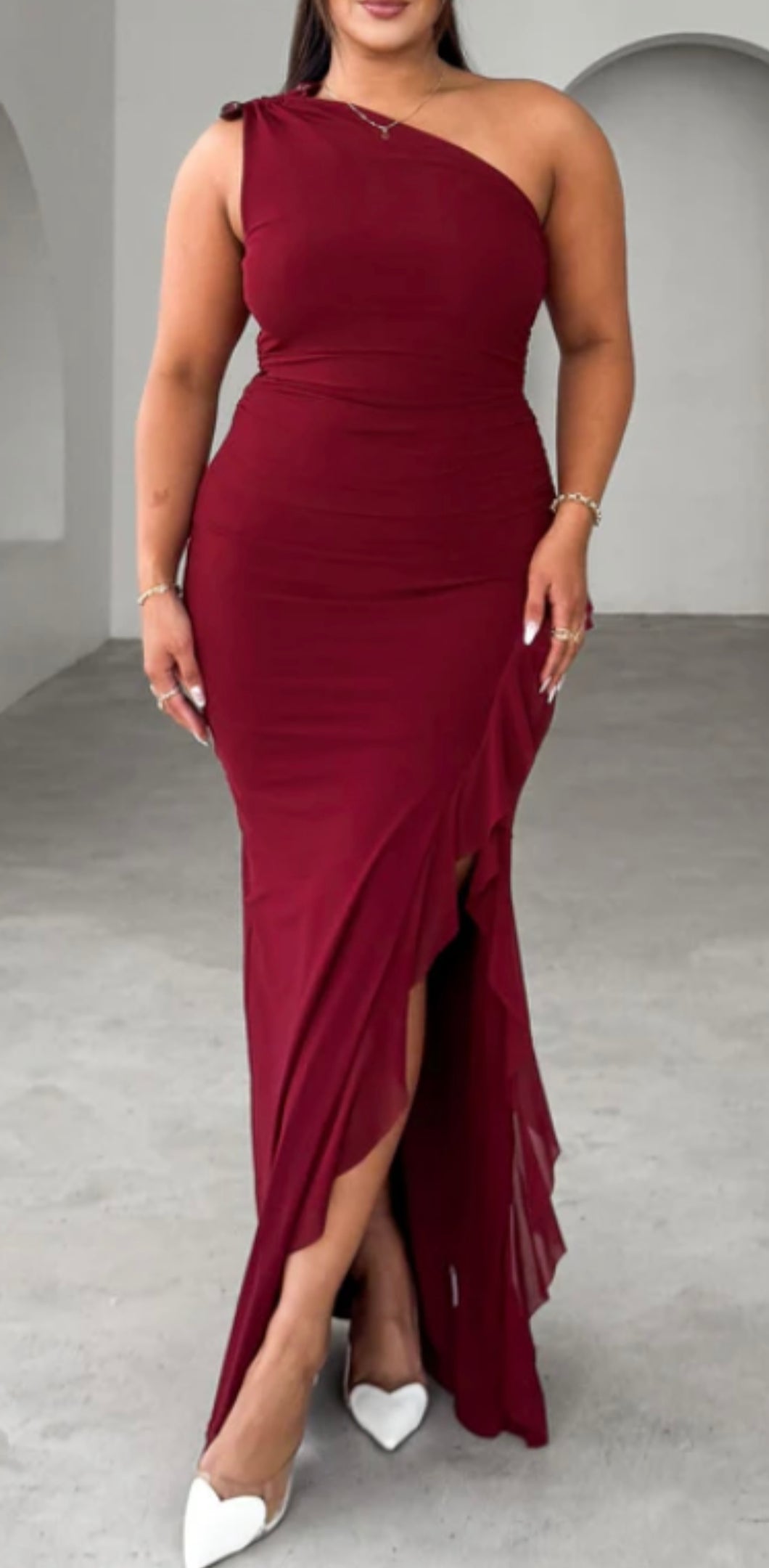 Julita One Shoulder Maxi Dress Wine