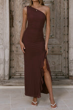 Load image into Gallery viewer, Julita One Shoulder Maxi Dress Chocolate
