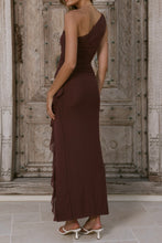 Load image into Gallery viewer, Julita One Shoulder Maxi Dress Chocolate
