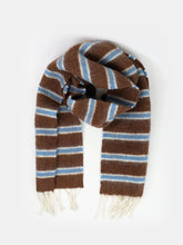 Load image into Gallery viewer, Wool Blend Ben Scarf Blue Chocolate

