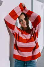 Load image into Gallery viewer, Brady Bunch Stripe Knit Red Pink
