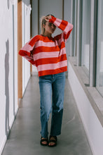 Load image into Gallery viewer, Brady Bunch Stripe Knit Red Pink
