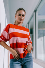 Load image into Gallery viewer, Brady Bunch Stripe Knit Red Pink
