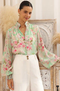 Sheila Green Pink Floral Blouse