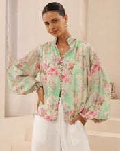 Load image into Gallery viewer, Sheila Green Pink Floral Blouse
