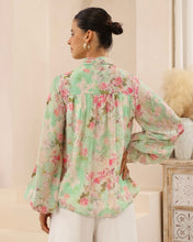 Load image into Gallery viewer, Sheila Green Pink Floral Blouse
