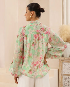 Sheila Green Pink Floral Blouse