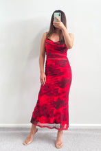 Load image into Gallery viewer, Hadid Mesh Dress Red Floral
