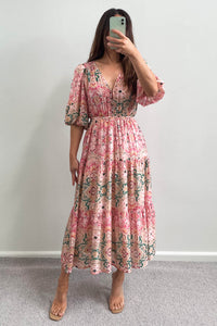 Lanto Midi Dress Pink Hydrangea