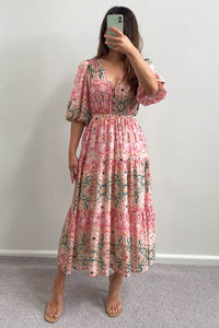 Lanto Midi Dress Pink Hydrangea