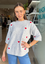 Load image into Gallery viewer, Lottie Embroidered Heart Knit Grey | Label Of Love
