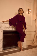 Load image into Gallery viewer, Two Way Wear Cape Knit Dress Wine

