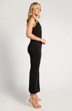 Load image into Gallery viewer, Benito Gold Buckle Jersey Dress Black
