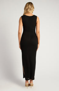 Benito Gold Buckle Jersey Dress Black