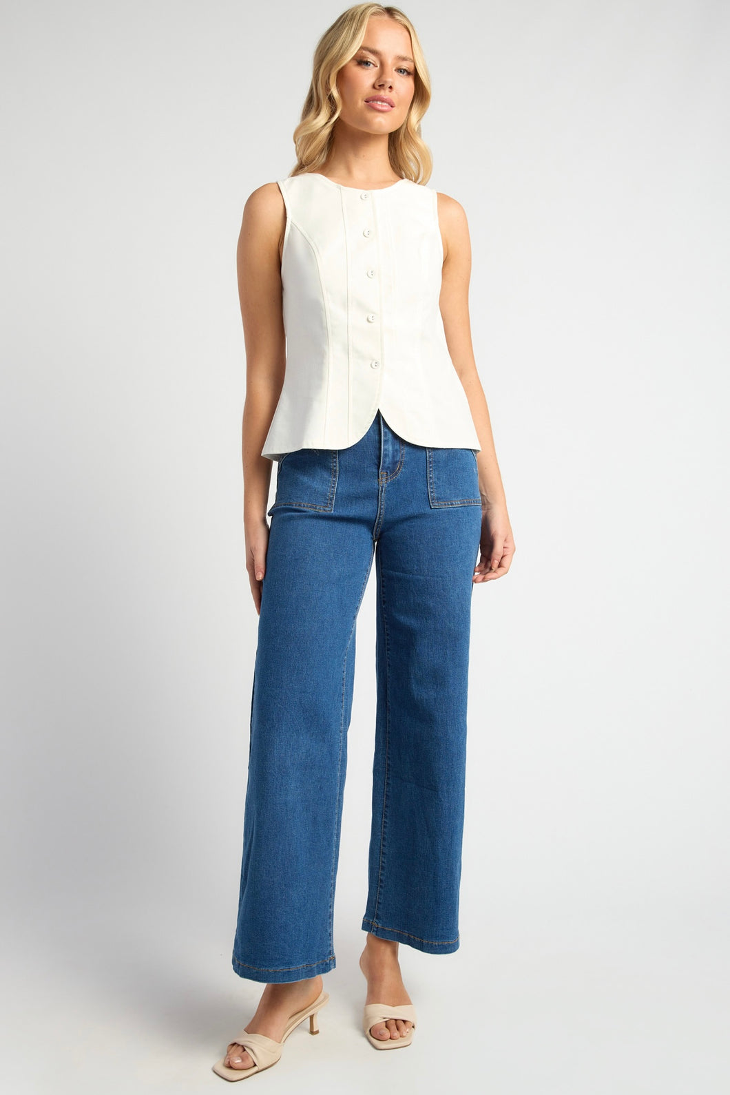 Meshki Vest Top White