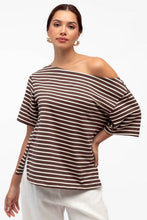 Load image into Gallery viewer, Seth Tee Brown Stripe | White Closet
