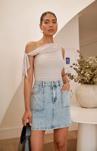 Patch Pocket Denim Mini Skirt