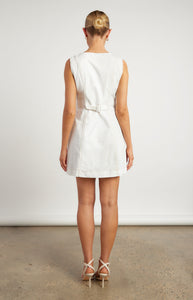 Titley Contrast Stitching Dress White