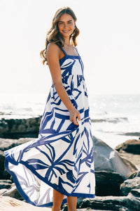 Liana Maxi Dress Navy Leaf