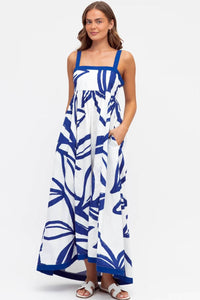 Liana Maxi Dress Navy Leaf