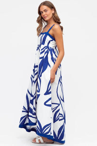 Liana Maxi Dress Navy Leaf