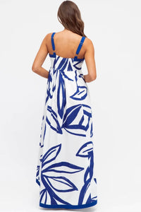 Liana Maxi Dress Navy Leaf