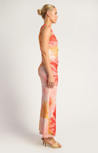 Lisbeth Maxi Dress Coral Yellow Floral
