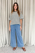 Load image into Gallery viewer, Bob Oversized Stripe Cotton Tee Black
