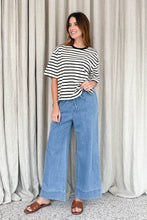 Load image into Gallery viewer, Bob Oversized Stripe Cotton Tee Black

